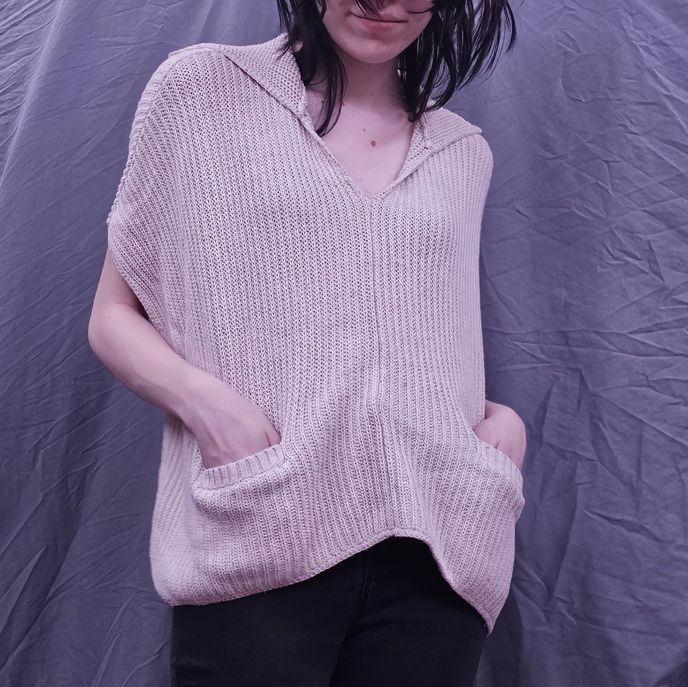Small cream knit poncho